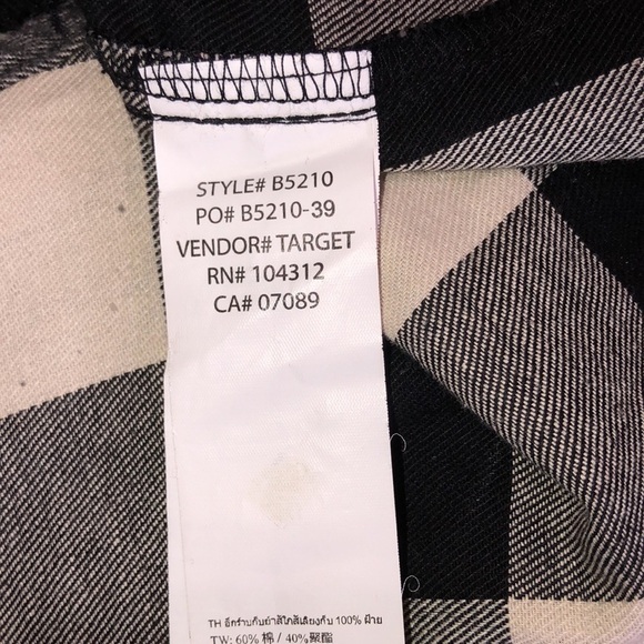Burnside black & white plaid flannel button down shirt size small - Picture 6 of 10